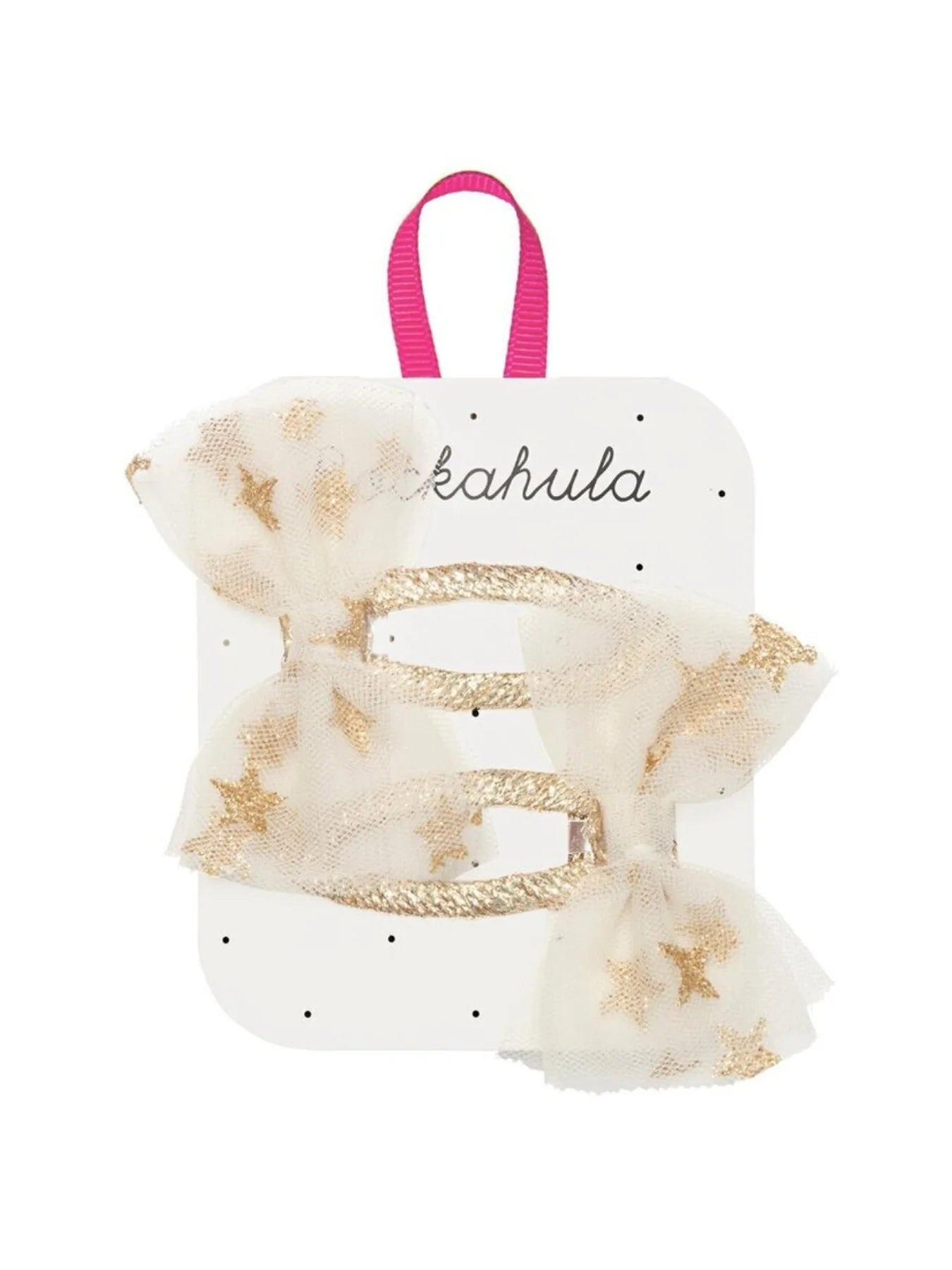 Wish Upon A Star Tulle Bow Clips, Gold, Rockahula Kids