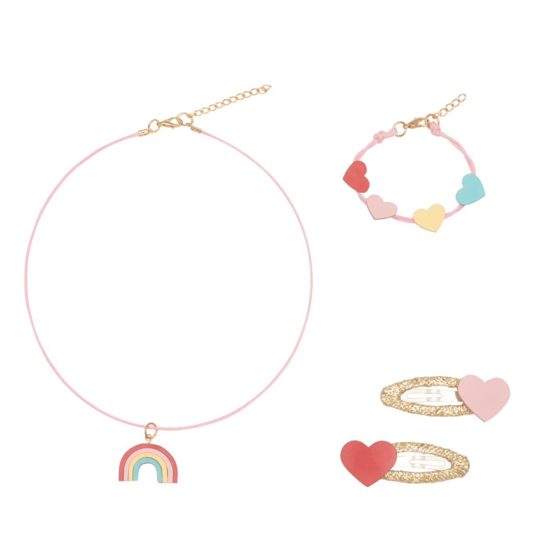 Vintage Rainbow Hair & Jewellery Set