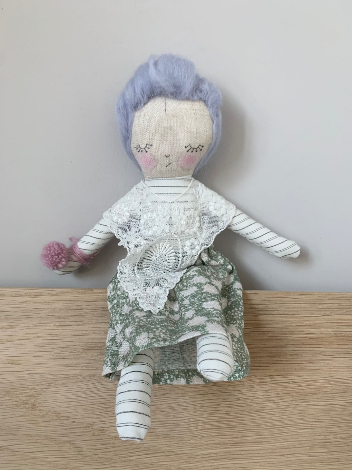 Lilac Lily Rag Doll Handmade by Bluebell.