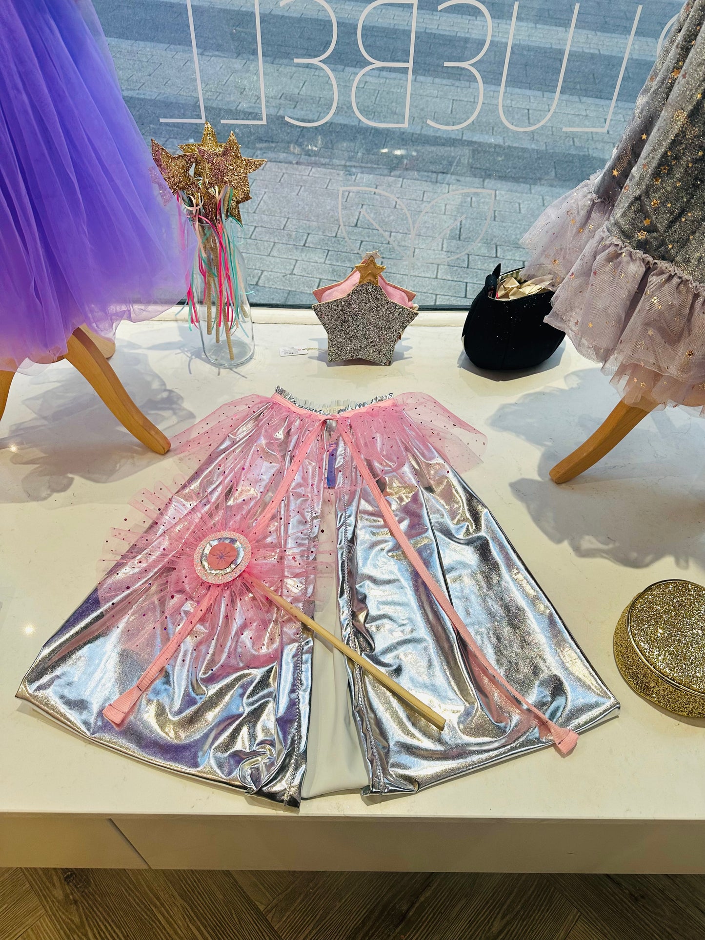 Metallic tulle sequin cape by Bluebell