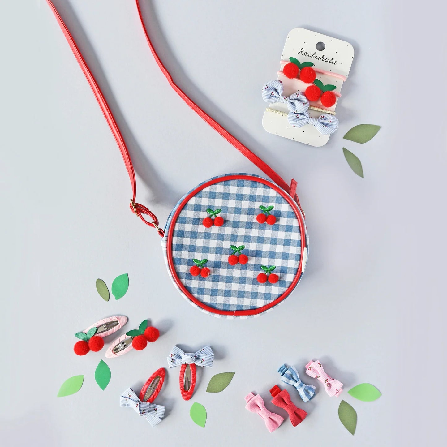 Cherry Stripe Twisty Bow Clips- by Rockahula Kids