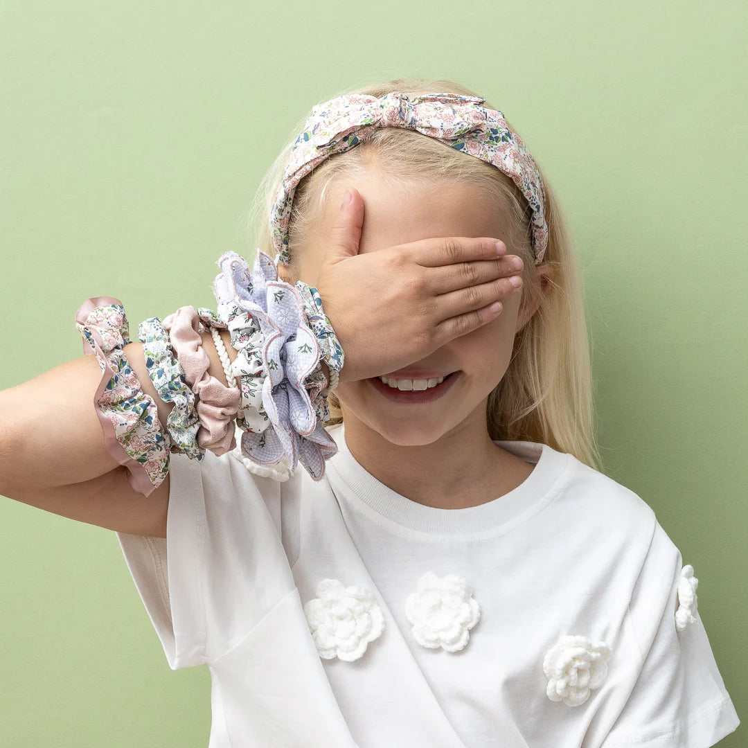 Satin edge scrunchie - peach by Mimi and Lula