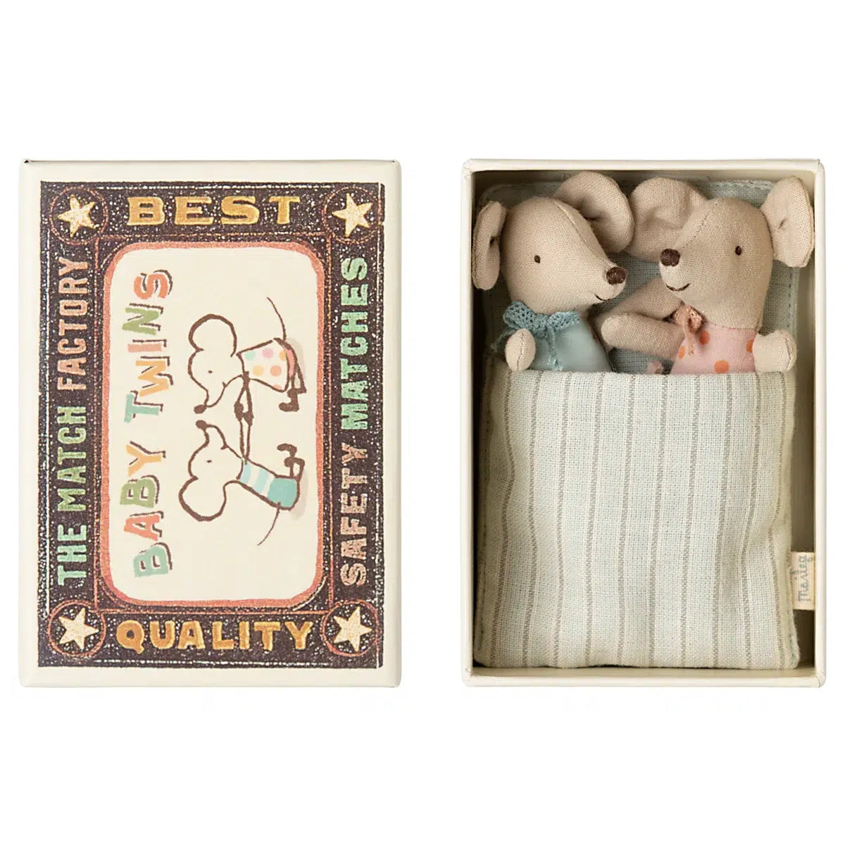 Baby twin mice in a matchbox by Maileg