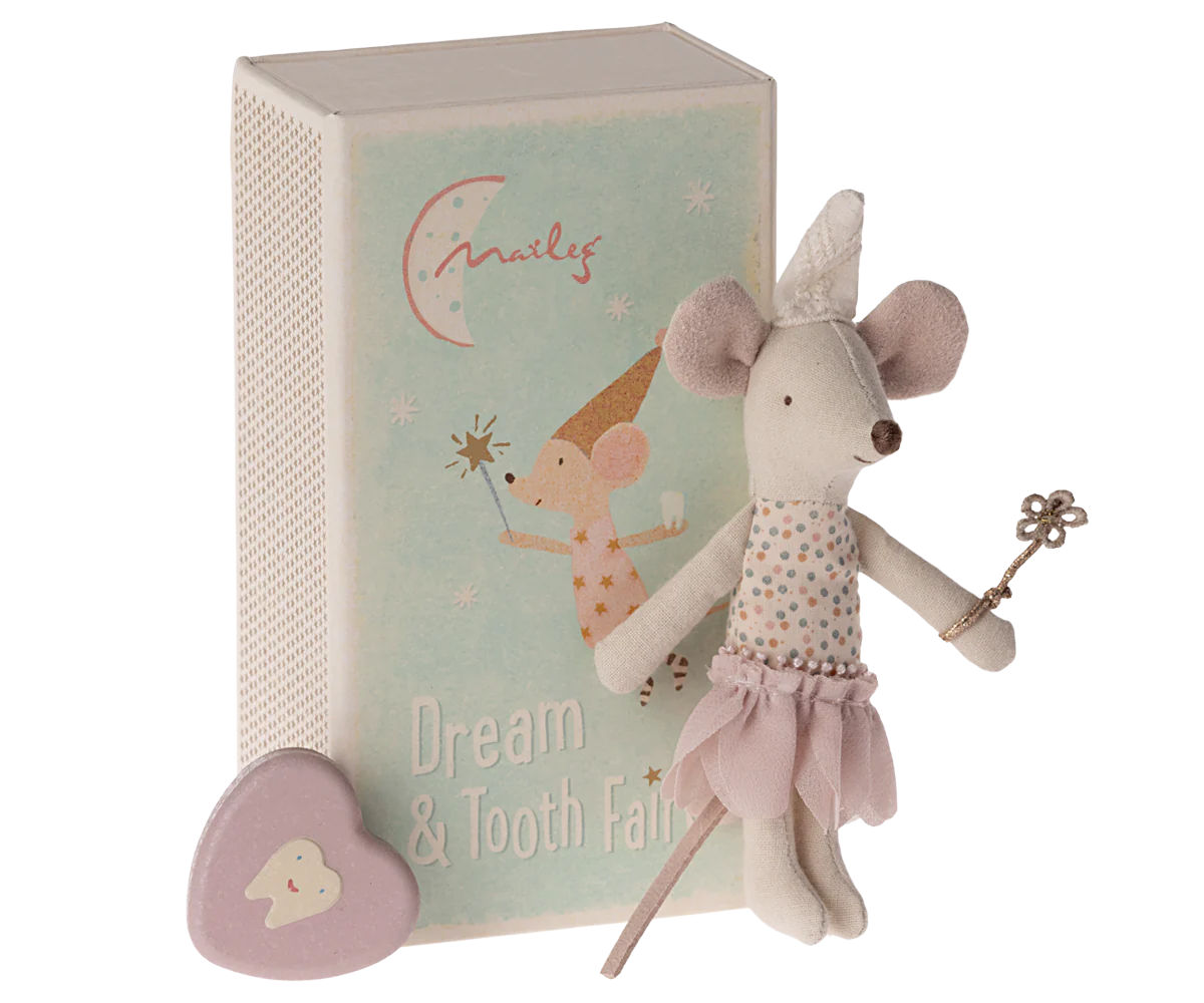 Tooth fairy mouse, Little sister in matchbox - by Maileg