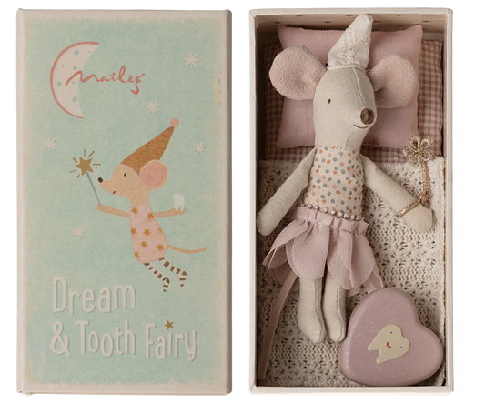 Tooth fairy mouse, Little sister in matchbox - by Maileg