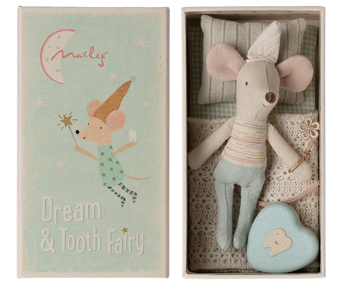 Tooth fairy mouse, Little brother in matchbox - by Maileg