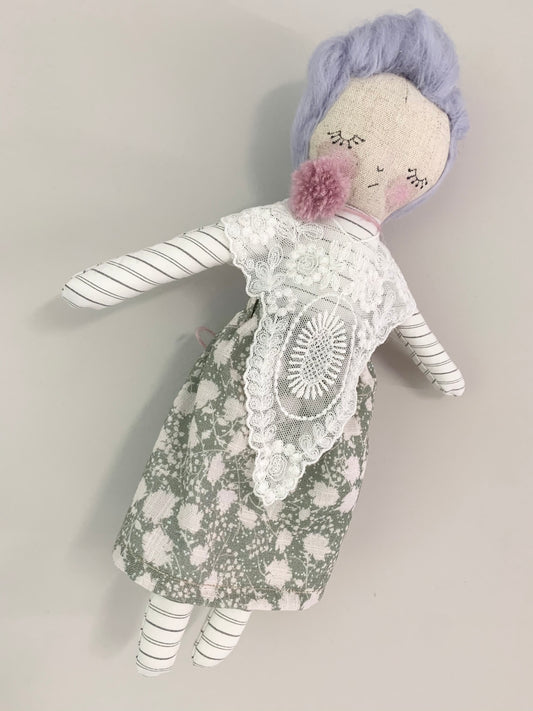 Lilac Lily Rag Doll Handmade by Bluebell.