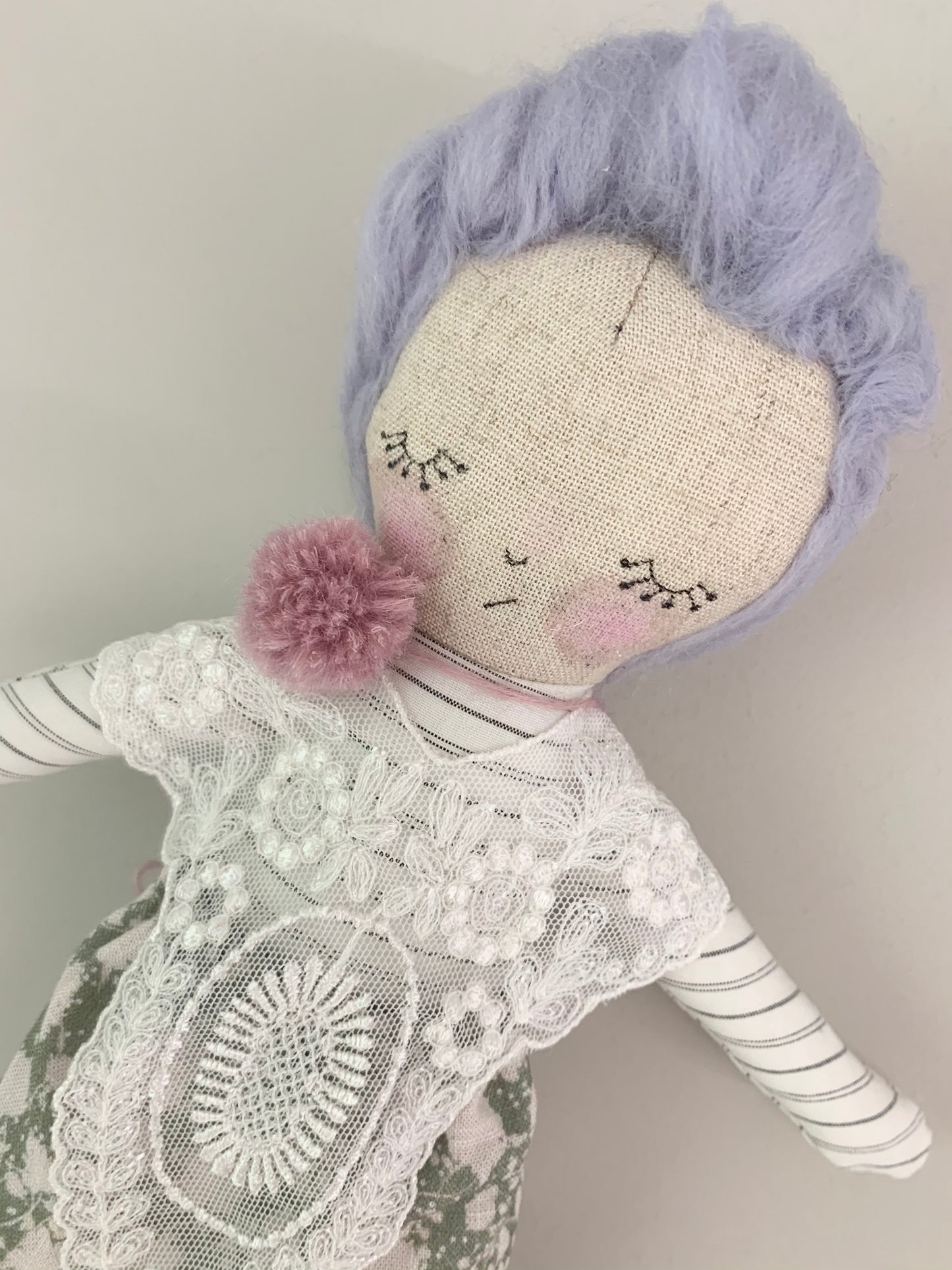 Lilac Lily Rag Doll Handmade by Bluebell.