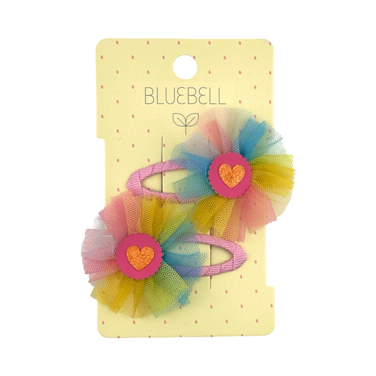 Rainbow Tulle Glitter Heart Click Clacks By Bluebell