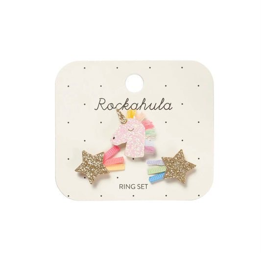 Rainbow Unicorn Ring Set