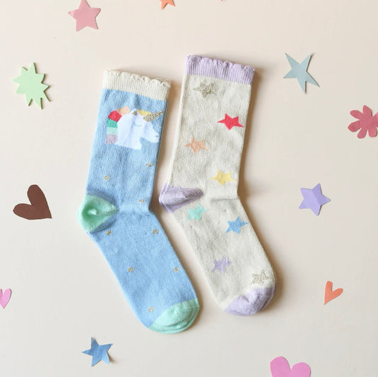 Rainbow Unicorn 2 Pack Socks