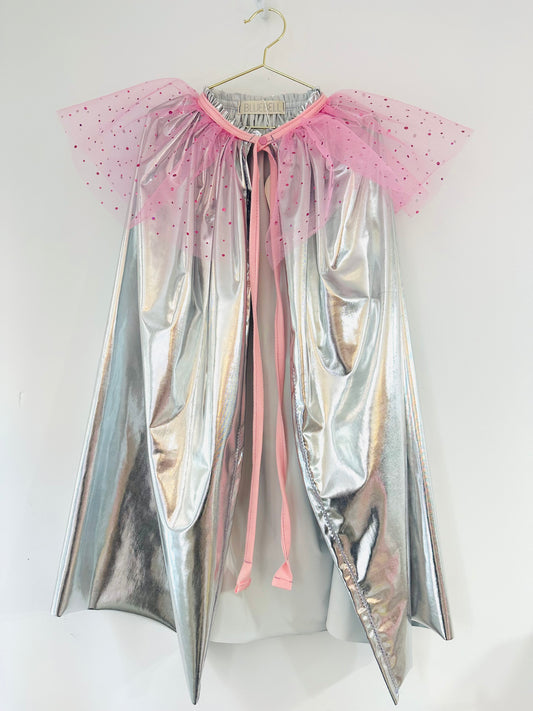 Metallic tulle sequin cape and flower wand set by Bluebell