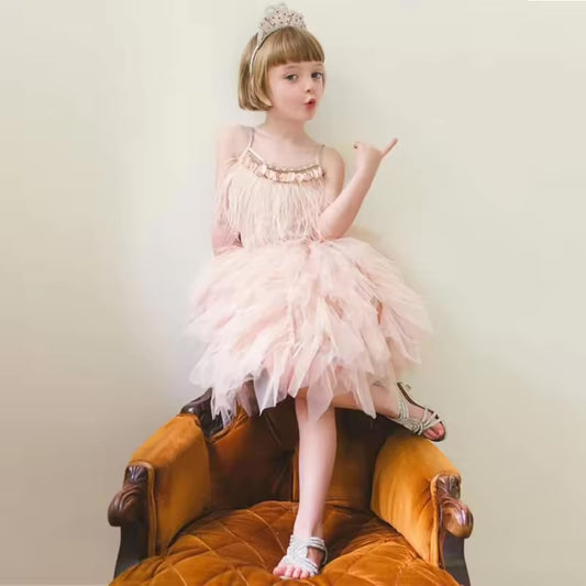 Pink Feather Party Dress