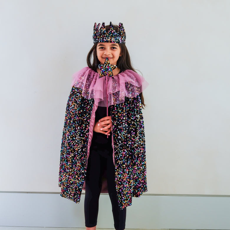 Ruffle Dazzle sequin cape by Mimi and Lula