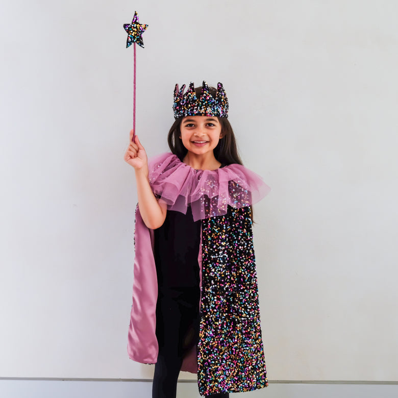 Ruffle Dazzle sequin cape by Mimi and Lula