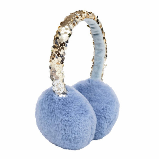 Shimmer sequin earmuffs blue, by Rockahula