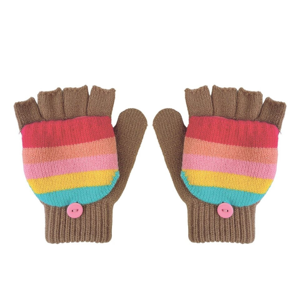 Rainbow stripe knitted gloves by Rockahula 3-6 years