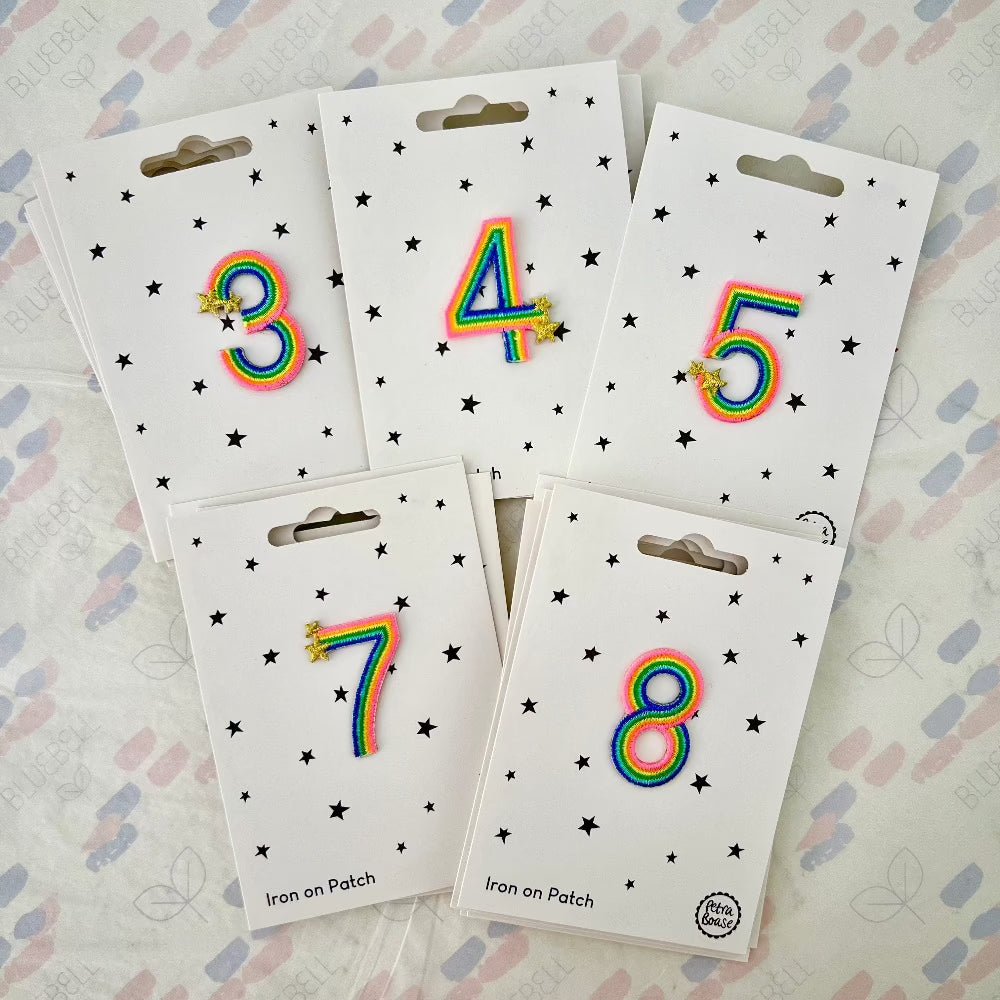 Petra Boase Iron On Rainbow Number Patches