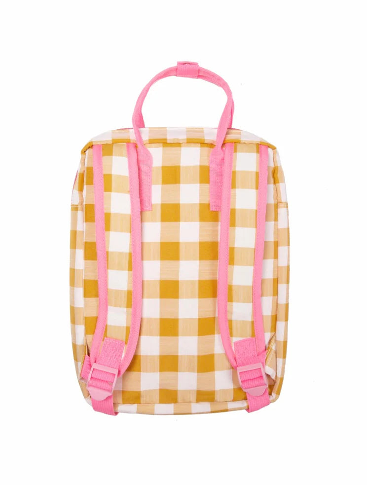 Rucksack, Retro Yellow Check, Pink, Rockahula Kids