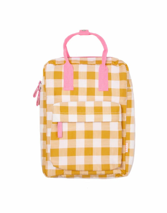 Rucksack, Retro Yellow Check, Pink, Rockahula Kids