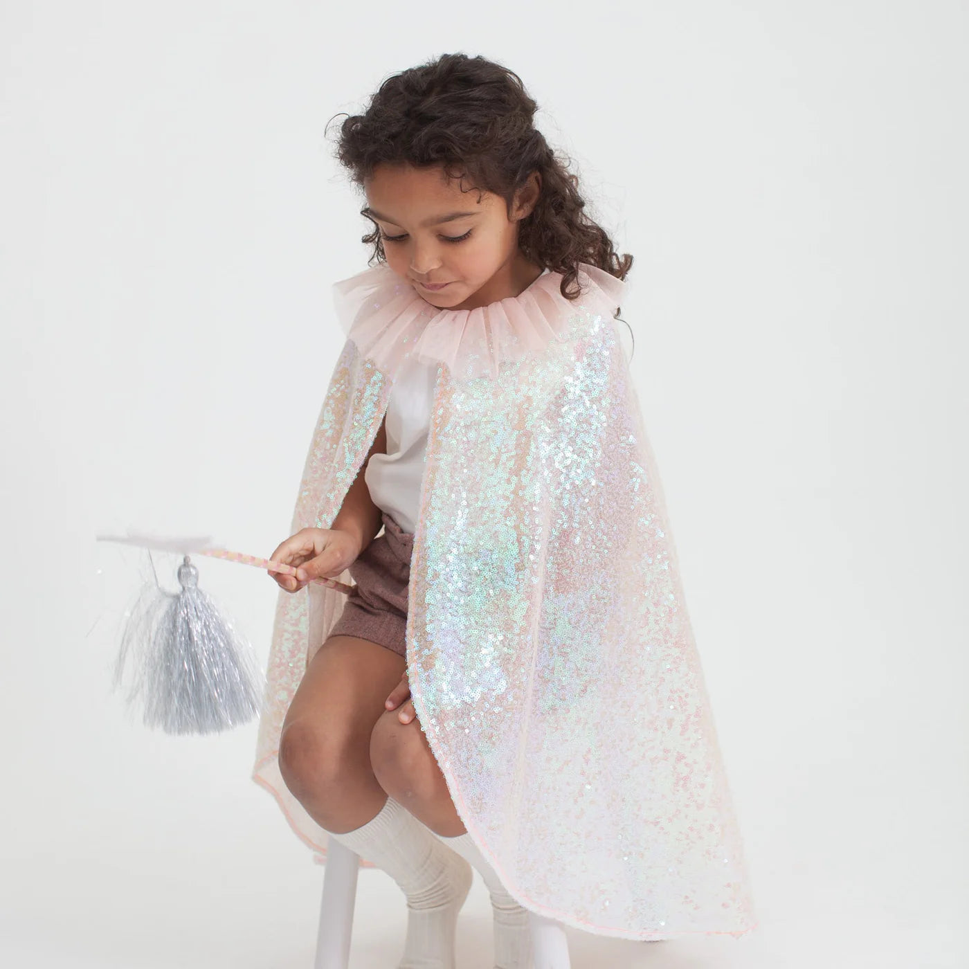 Meri Meri Iridescent Peach Pink Sequin Cape Costume