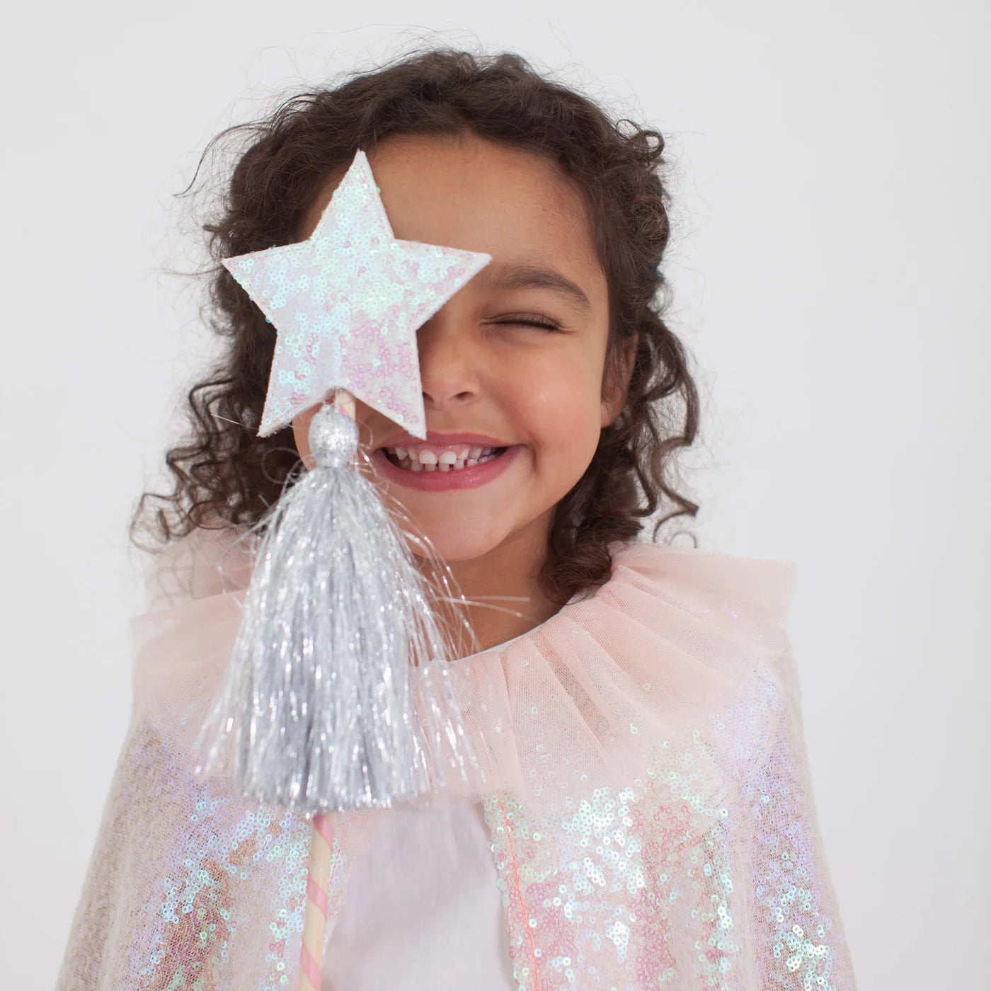 Meri Meri Iridescent Peach Pink Sequin Cape Costume