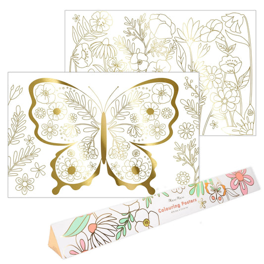 Butterfly and Flowers Colouring Posters, Meri Meri