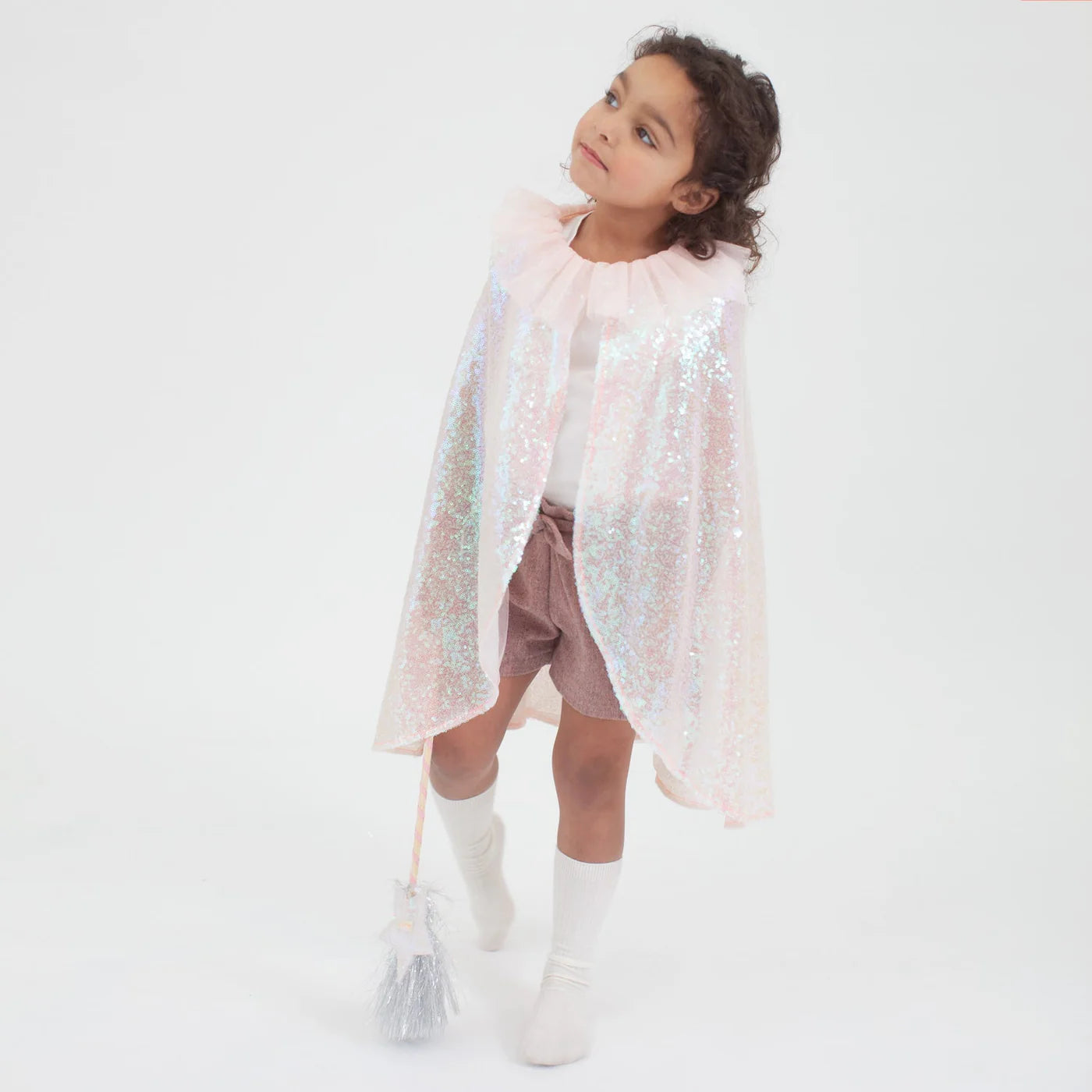 Meri Meri Iridescent Peach Pink Sequin Cape Costume